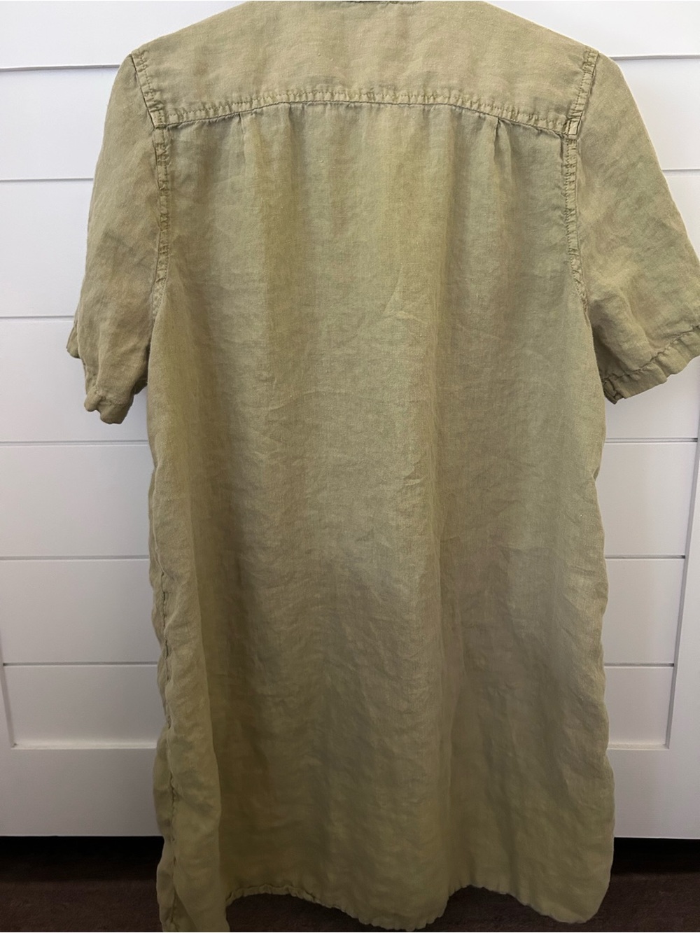 Sundance Olive Harper 100% Linen Shirt Dress Button Collared Short Sleeve XL - Picture 5 of 9